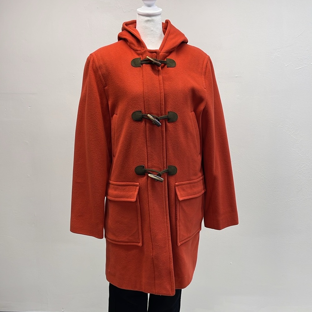 J.G. Hook Orange Wool Hooded Toggle Coat